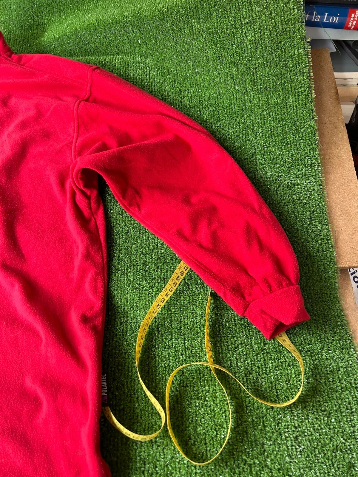 Red fleece pullover with quarter zip and half zip, Polartec, size L – photo 3